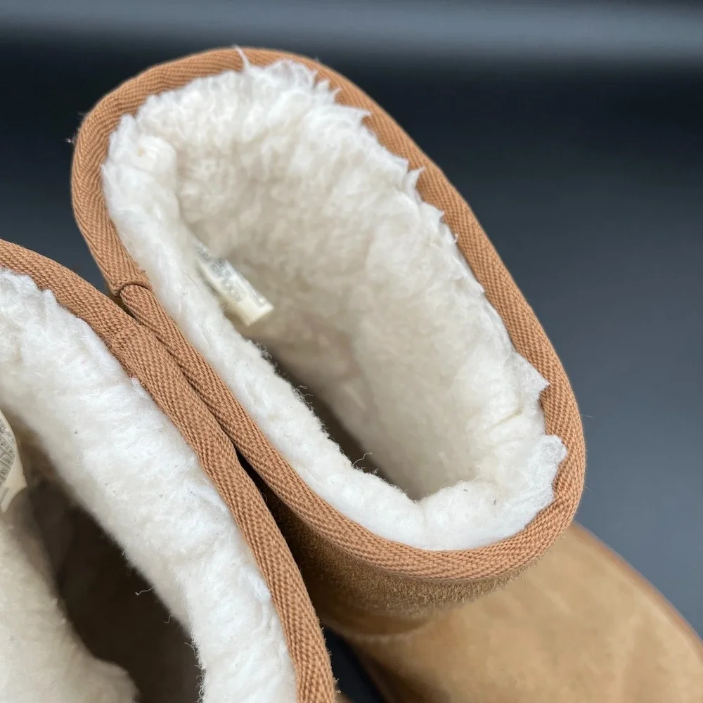 Koolaburra by UGG Victoria Short Boots Kids 3 Brown Suede Faux Fur Lined 1019374